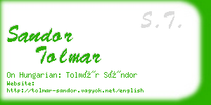 sandor tolmar business card